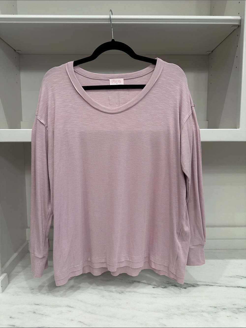 Free People small Dusty Pink Long Sleeve Scoop-Neck Tee.  Like new